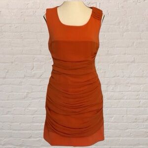 CHLOE vintage Sweet 1976 Orange chiffon drape Sleeveless bodycon mini dress M